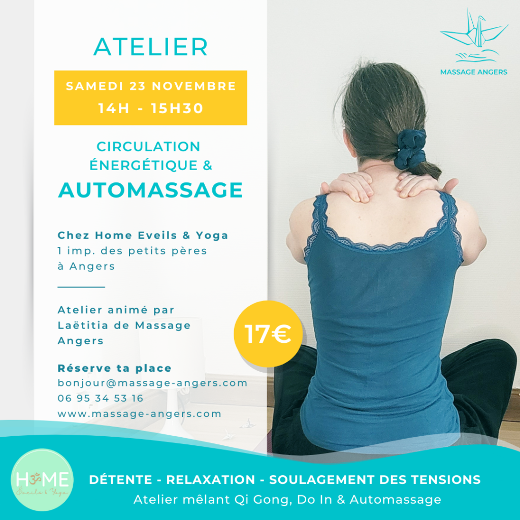 Atelier Automassage au studio Home Eveils & yoga le 23 novembre 2024